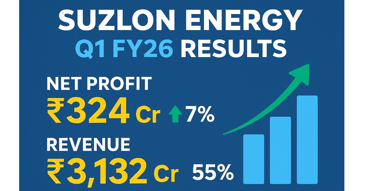 Suzlon Energy Q1 FY26 results – Profit rises to ₹324 crore, revenue up 55%