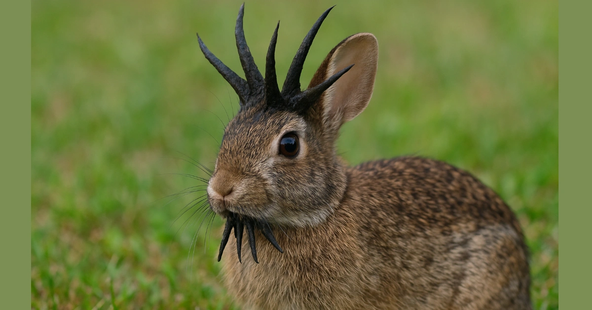 Rabbit in Fort Collins with black horn-like tentacle growths caused by a wildlife virus