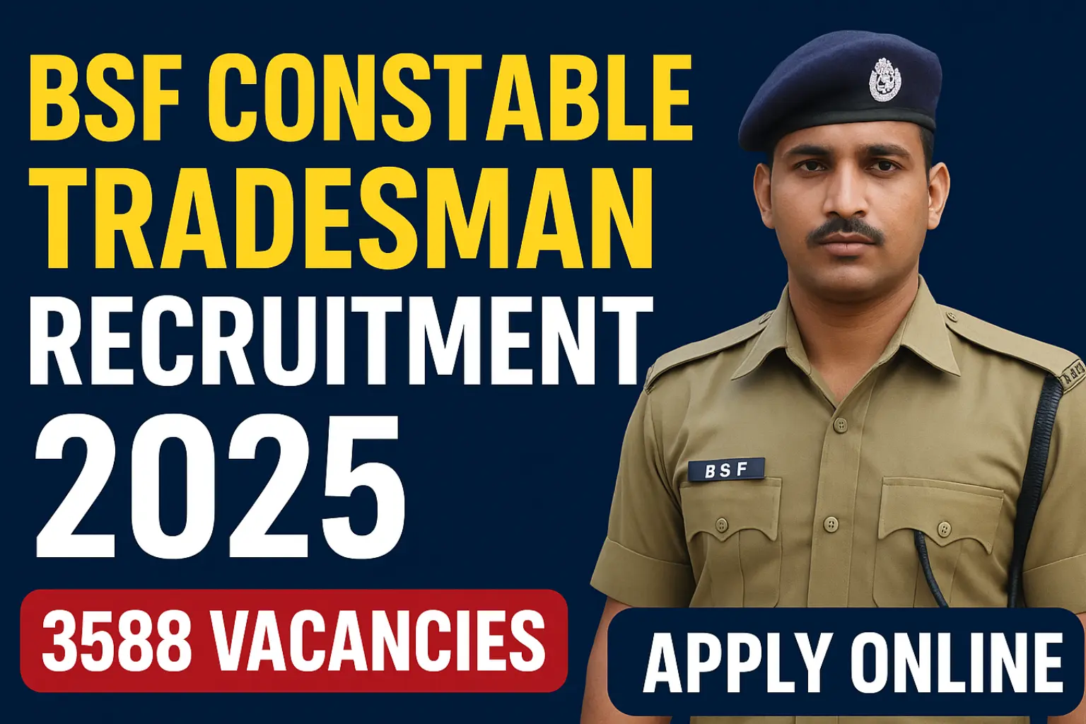 BSF Constable Tradesman Recruitment 2025 Notification – 3588 Vacancies
