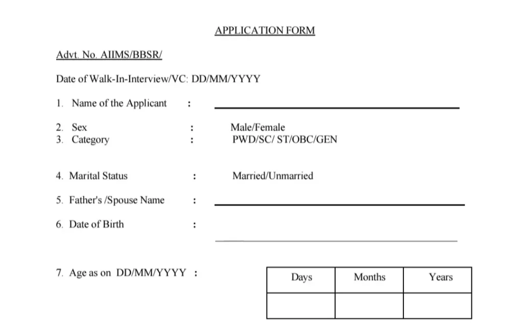 AIIMS Bhubaneswar Recruitment 2026 Application Form
