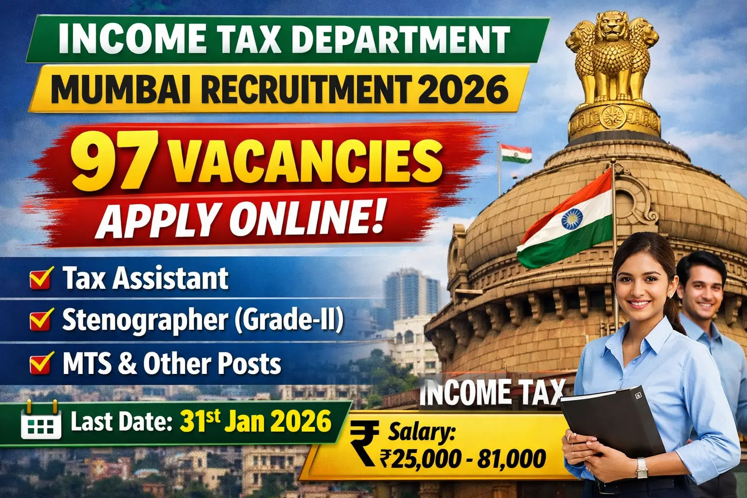 Income Tax Department Mumbai vacancy 2026 apply online