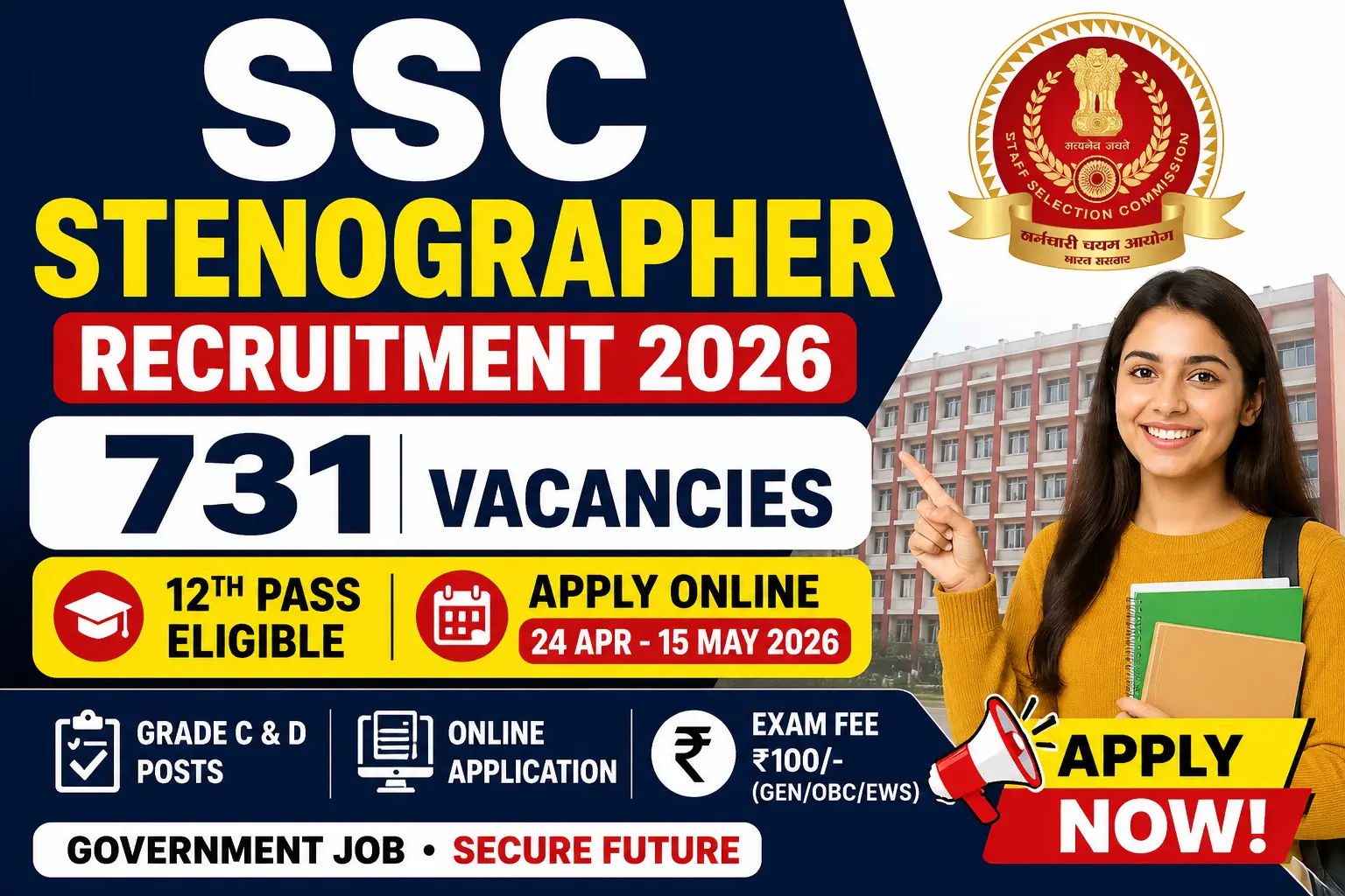 SSC Stenographer Recruitment 2026 notification