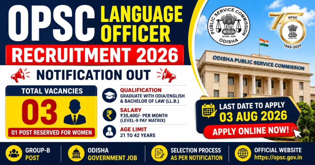 OPSC Language Officer Recruitment 2026 Notification for 3 Group B Posts