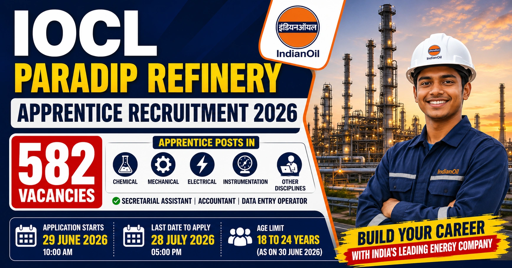 IOCL Paradip Refinery Apprentice Recruitment 2026 for 582 Posts
