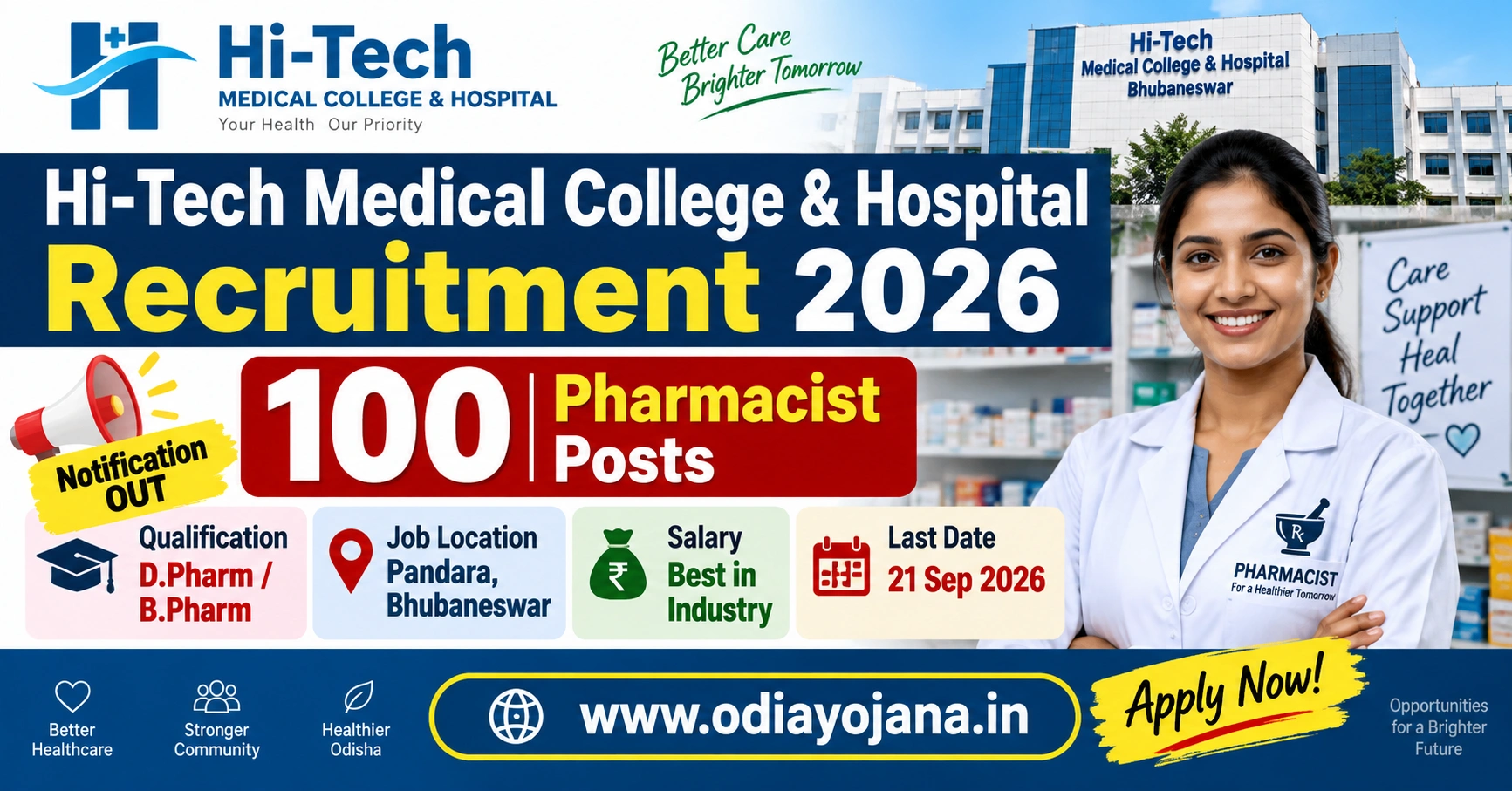 Hi-Tech Medical College & Hospital Recruitment 2026 – 100 Pharmacist Vacancy