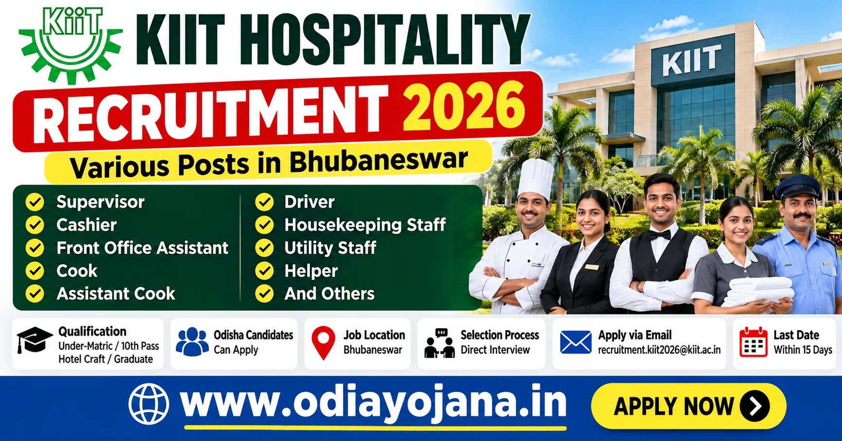 KIIT Hospitality Recruitment 2026 Bhubaneswar