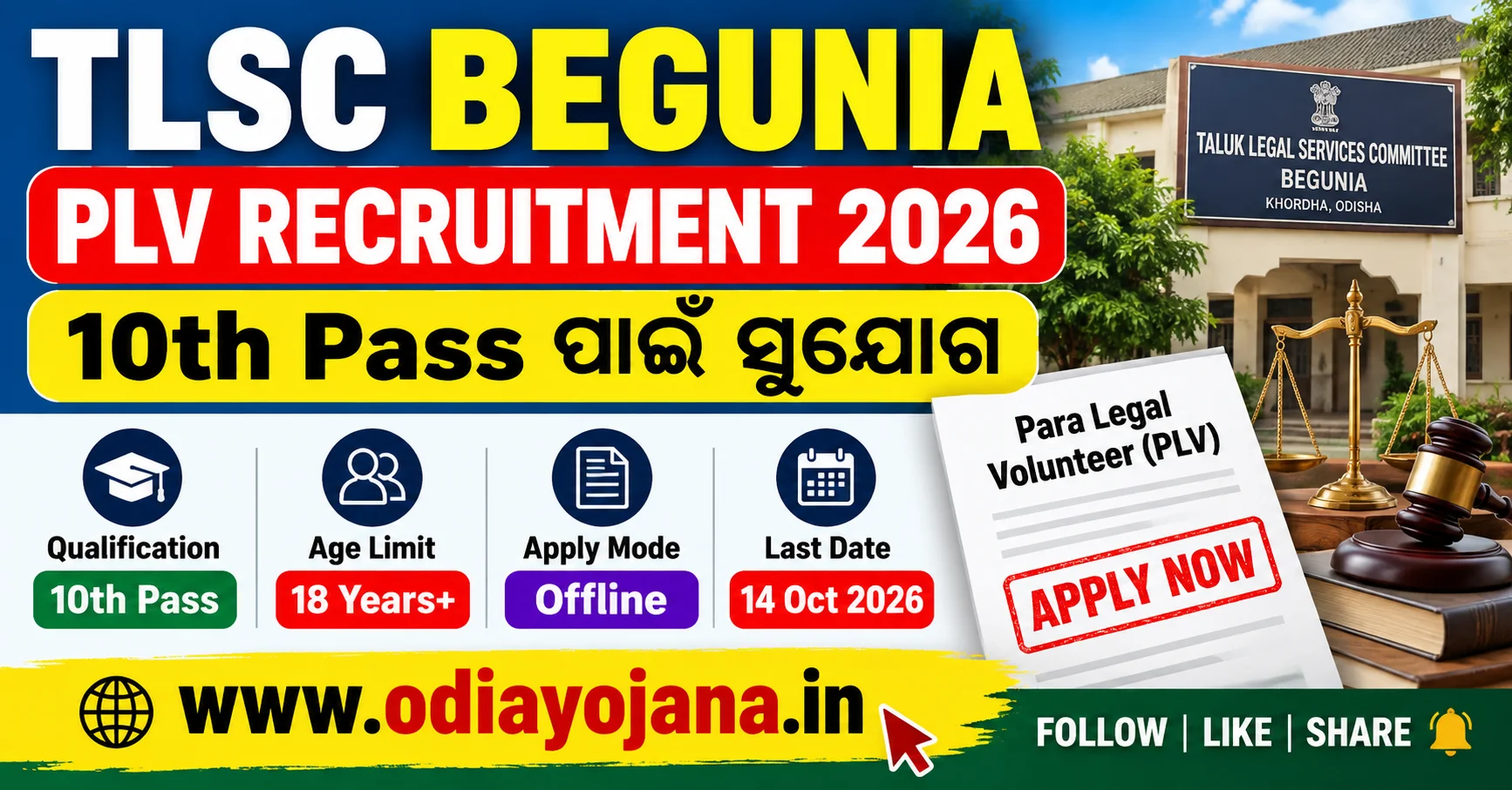 TLSC Begunia PLV Recruitment 2026 for 10th pass candidates