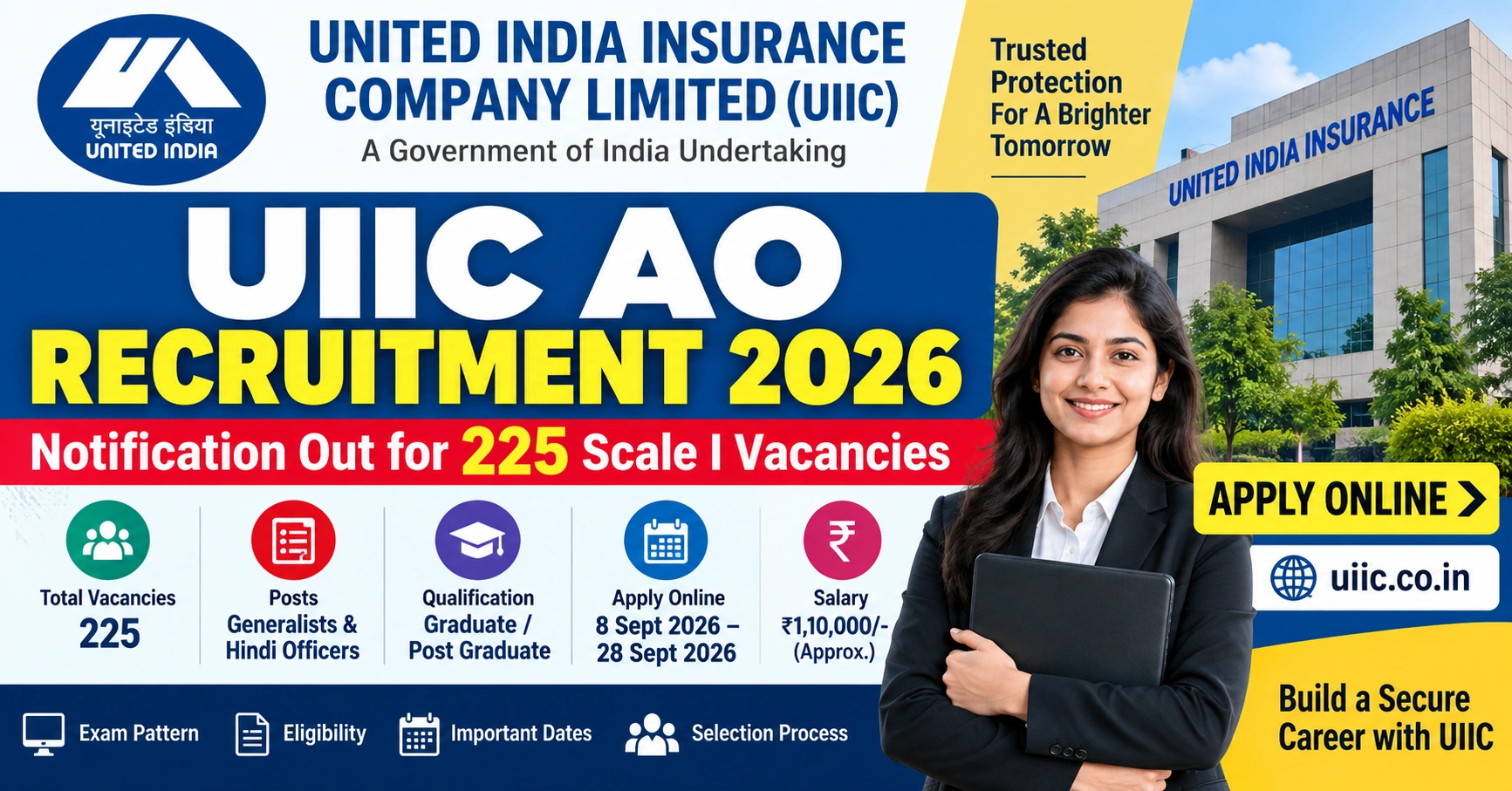 UIIC AO Recruitment 2026 notification for 225 Administrative Officer vacancies