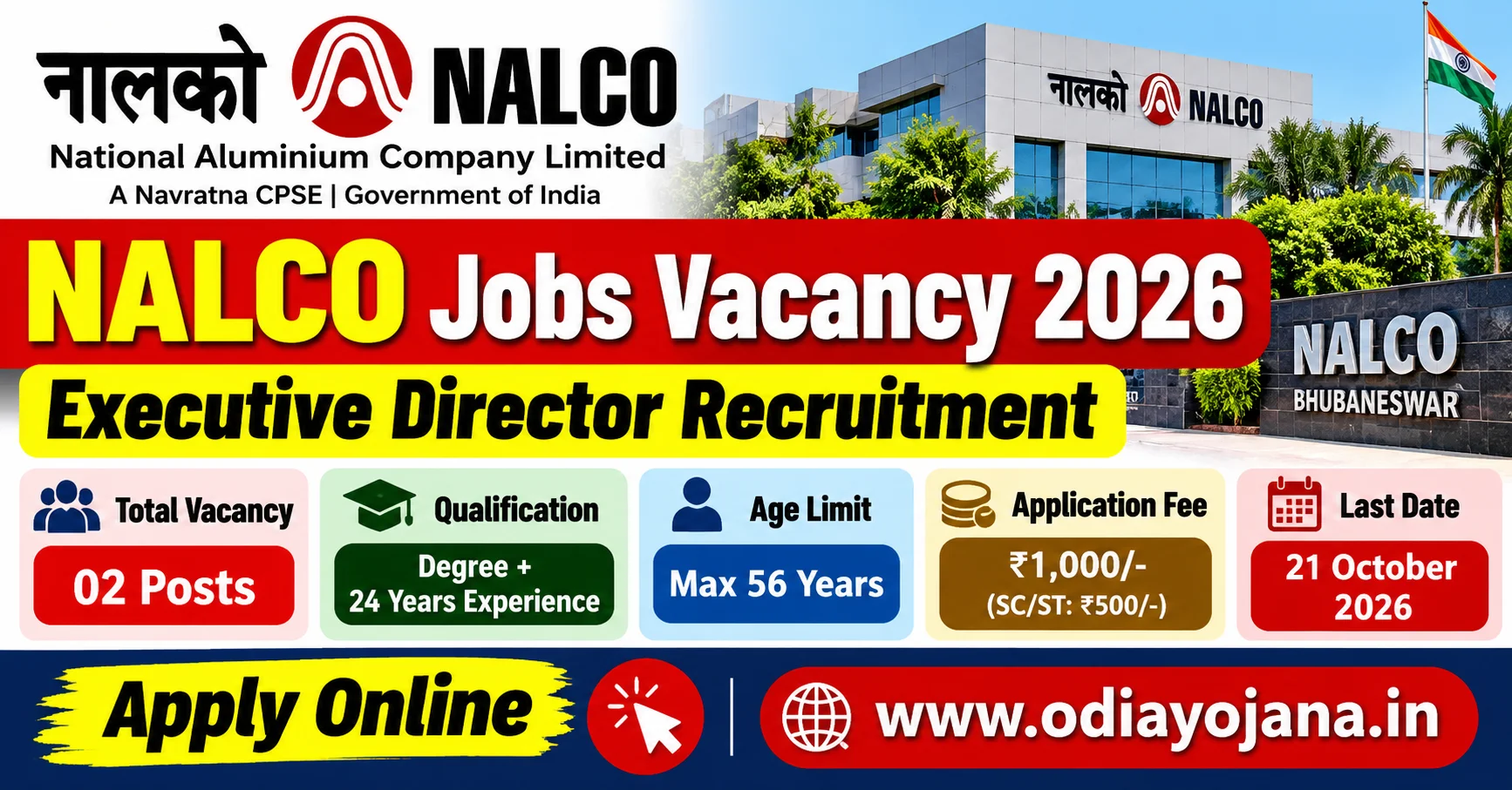 NALCO Jobs Vacancy 2026 Executive Director Recruitment