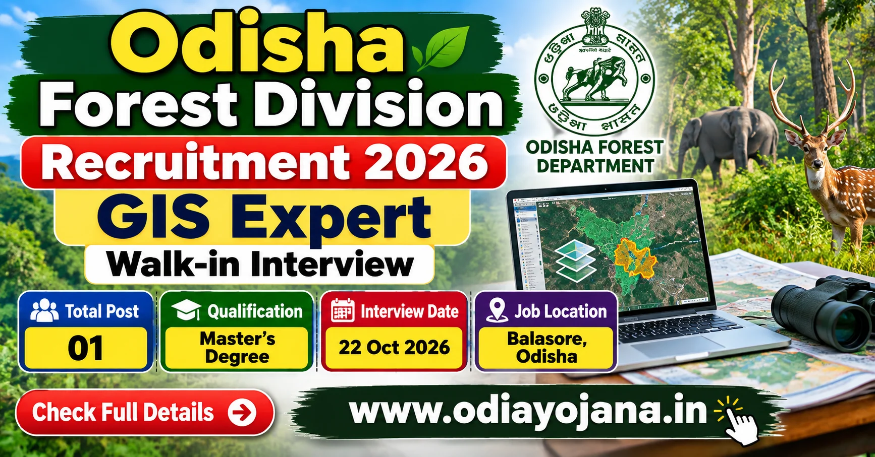 Odisha Forest Division Recruitment 2026 GIS Expert Walk-in Interview